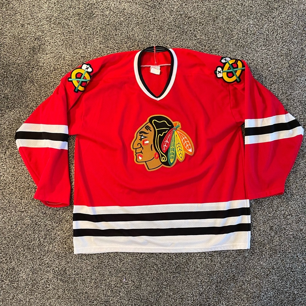 🥅🏒VINTAGE 1980's-90's CHICAGO BLACKHAWKS HOCKEY JERSEY